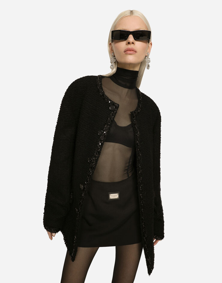 Dolce & Gabbana Single-breasted bouclé jacket Black F26V6TFUMOG
