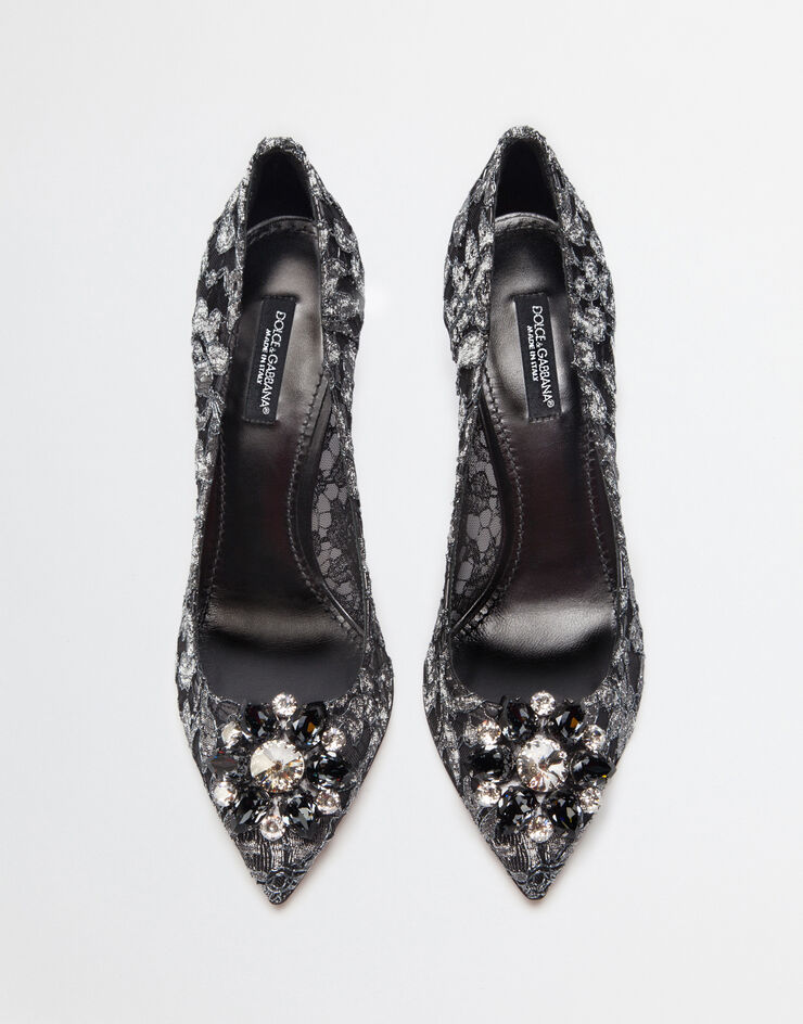 Dolce&Gabbana Lurex lace rainbow pumps with brooch detailing Grey CD0101AE637