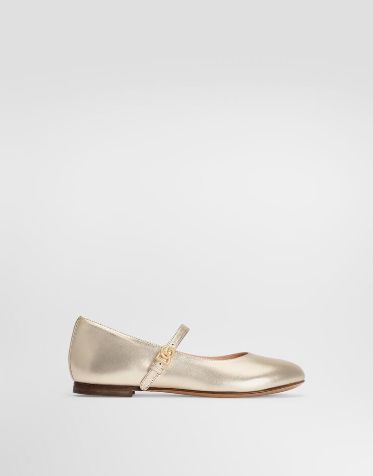 Dolce & Gabbana Laminated nappa leather ballet flats Grey D11274AJ133