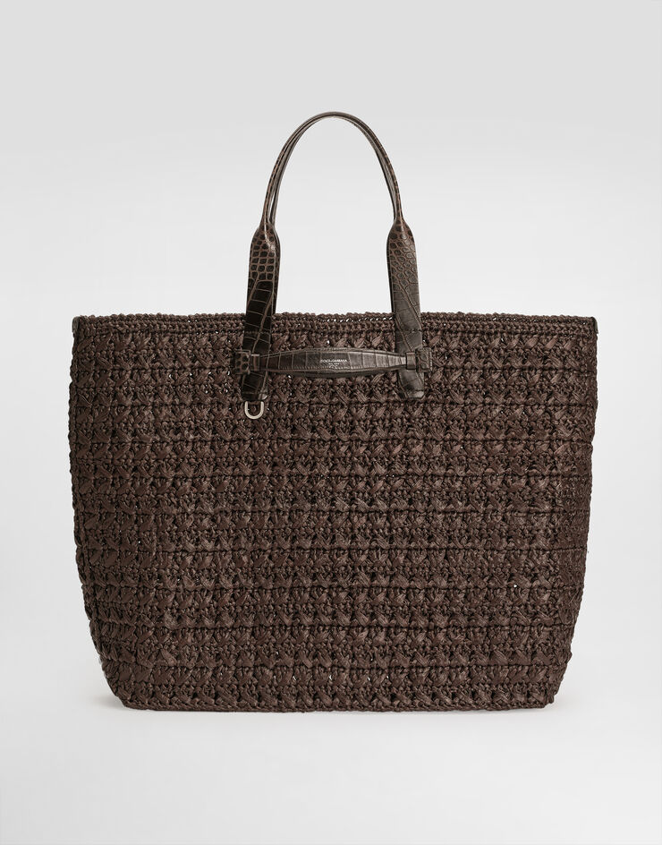 Dolce & Gabbana 拉菲草钩编购物袋 Brown BM2453A9N96