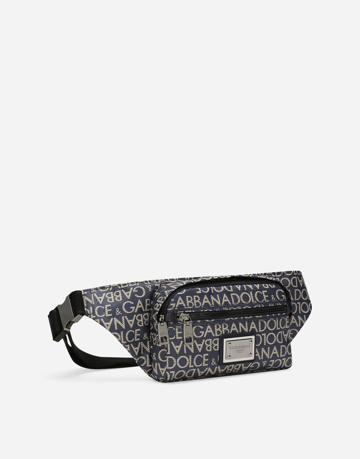 Dolce & Gabbana Marsupio piccolo in jacquard spalmato Blu BM2218AJ705