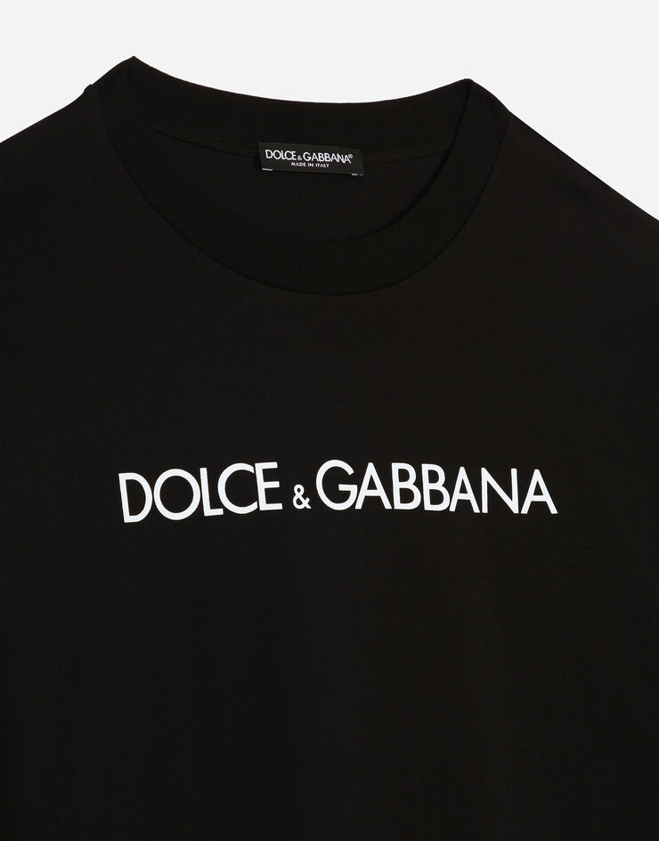 Dolce & Gabbana Camiseta de manga corta de algodón con inscripción Dolce&Gabbana Negro F8U10TG7H4P