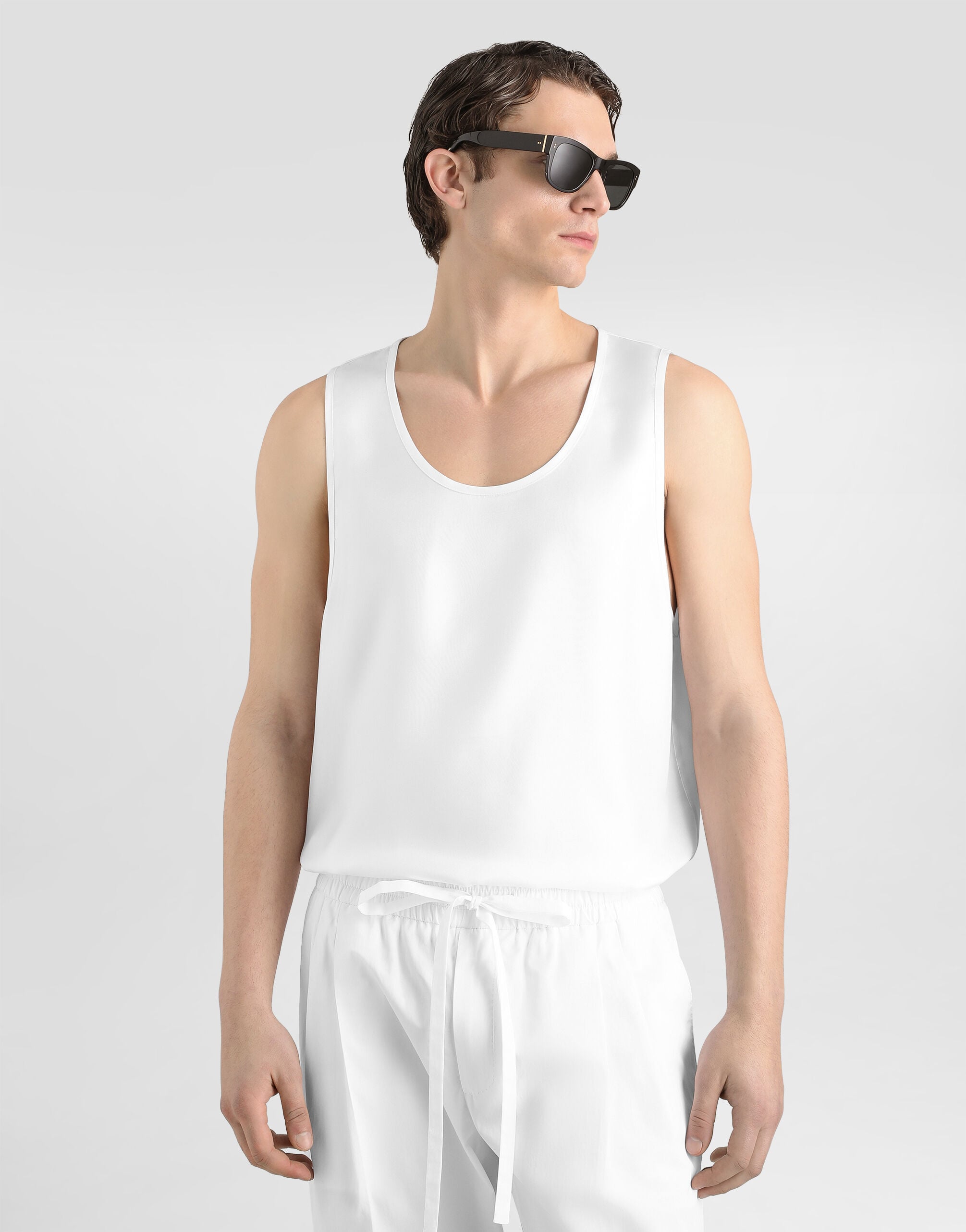 Silk twill tank top in White for Men | Dolce&Gabbana®