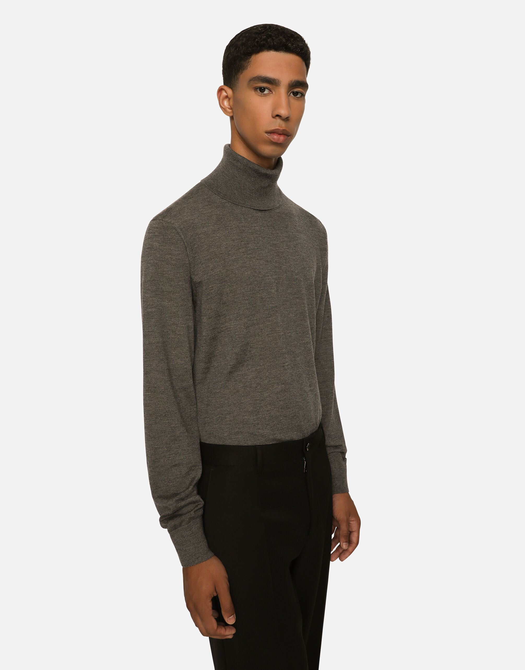 Extra fine cashmere turtleneck sweater in Grey for for Men