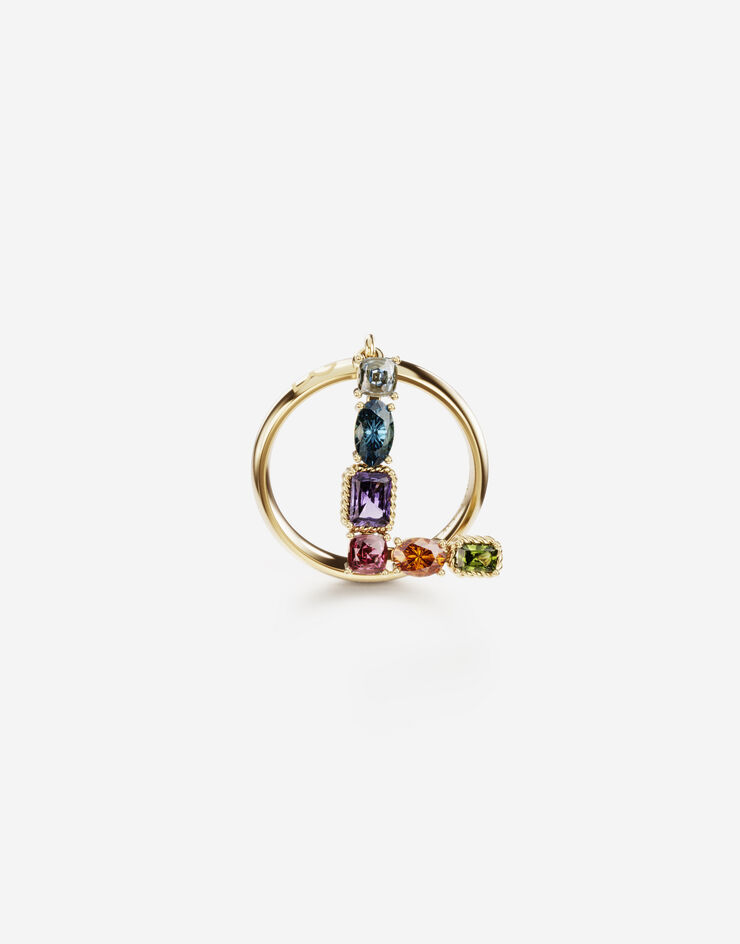 Dolce & Gabbana Bague Rainbow alphabet L en or jaune avec pierres précieuses multicolores Doré WRMR1GWMIXL