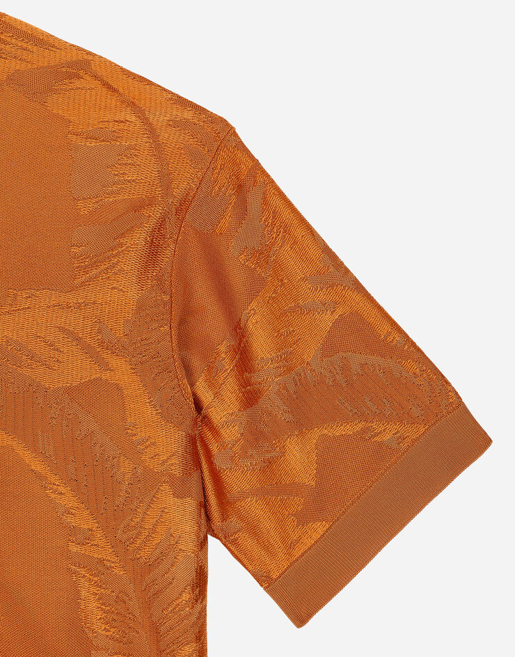 Dolce & Gabbana Oversize short-sleeved silk jacquard polo-shirt Brown GXZ04TJBSG0