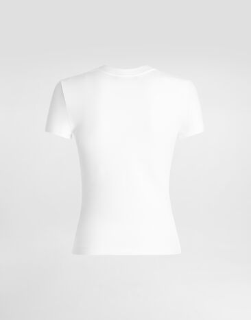 Dolce & Gabbana تي شيرت من جيرسي بتطريز DG White F8W47ZGDDYF