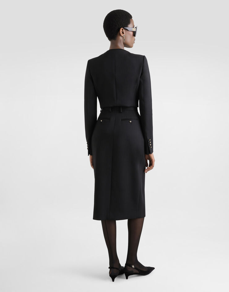 Dolce & Gabbana Chaqueta corta de lana con botonadura recta Negro F27CPTFUBGE