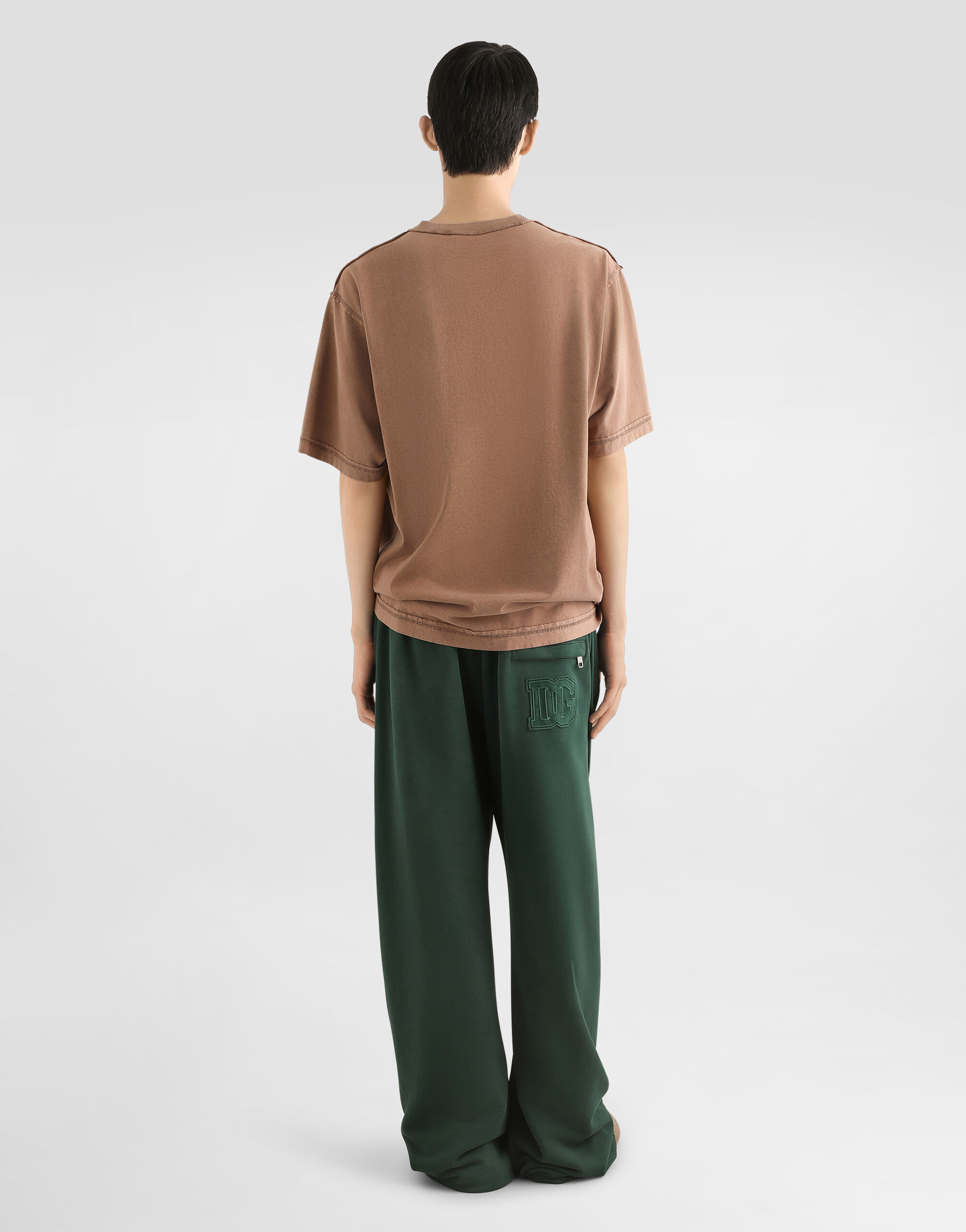 Cotton t-shirt with print in Brown for Men | Dolce&Gabbana®