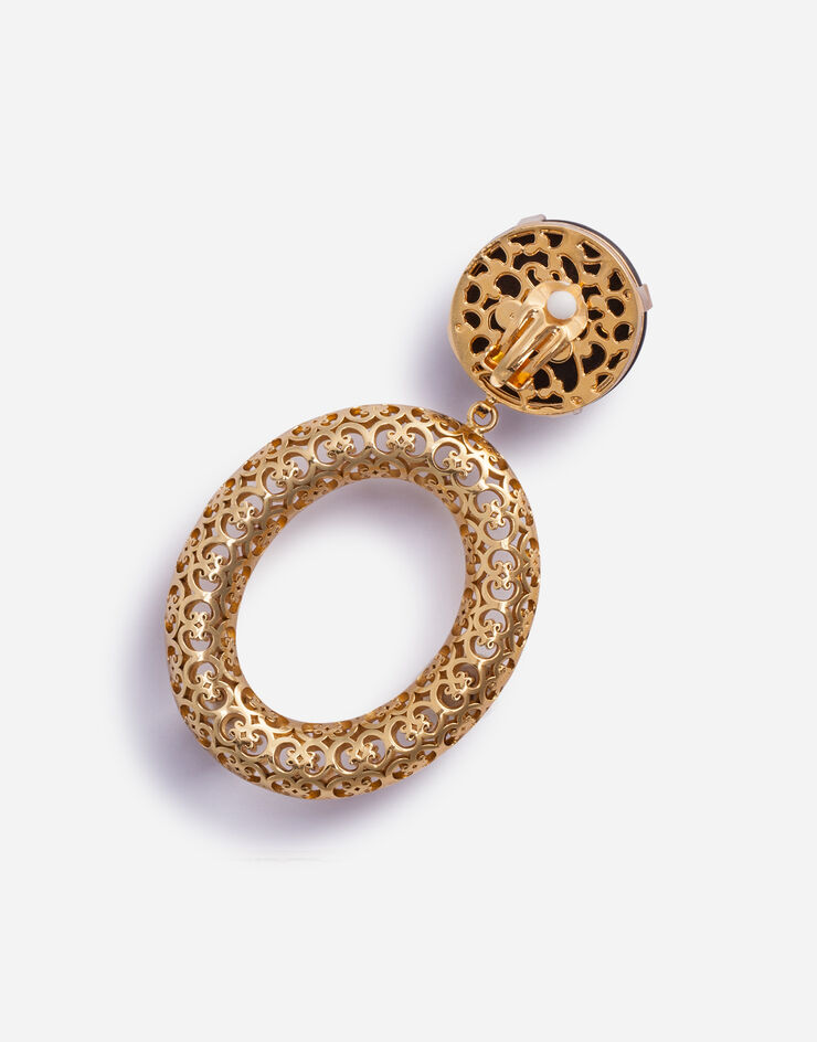 Dolce & Gabbana HOOP EARRINGS WITH LOGOED WOODEN BALLS ゴールド WEM4C3W1111
