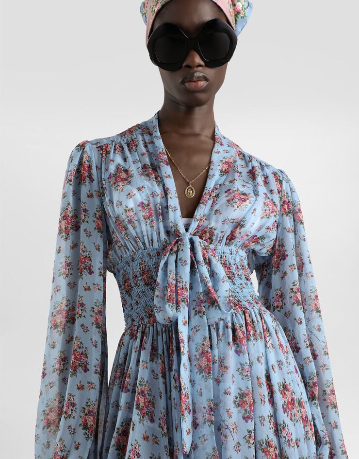 Dolce & Gabbana Small flower bouquets-print chiffon dress Multicolor F611ZTIS10F