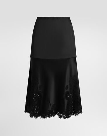 Dolce & Gabbana Satin skirt Black F4DLYTFURAG