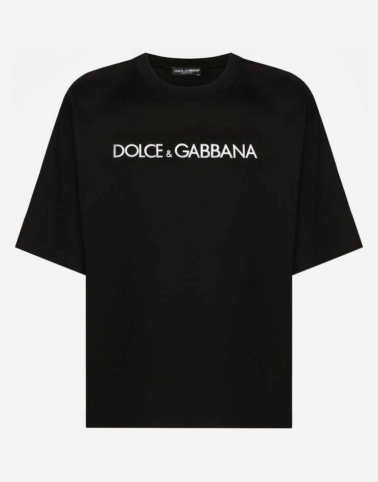 Dolce & Gabbana Jersey T-shirt with “Dolce & Gabbana” print Black F8O48TG7H4P