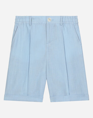 Dolce & Gabbana Bermudas aus Leinen mit Dolce&Gabbana-Logo Azurblau L43Q51FU4LH
