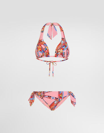Dolce & Gabbana Carretto-print triangle bikini Multicolor O8A54JON0KG