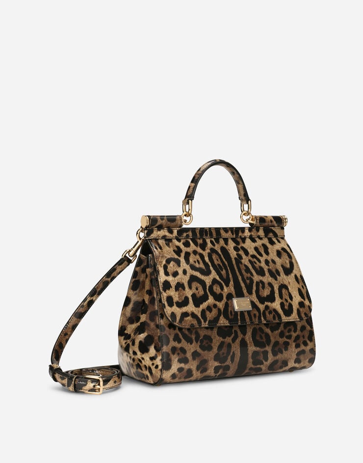 Dolce & Gabbana KIM DOLCE&GABBANA Большая сумка Sicily с короткой ручкой леопардовым принтом BB6002AM568