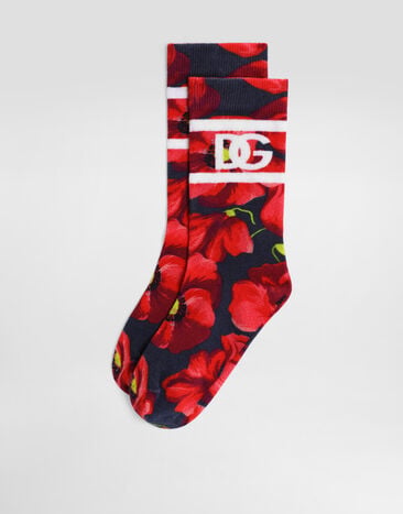 Dolce & Gabbana Poppy-print cotton socks  LBKAC8JAHMD