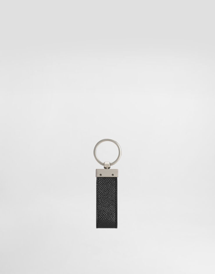 Dolce & Gabbana Calfskin key chain with logo tag Black BP1371AG219