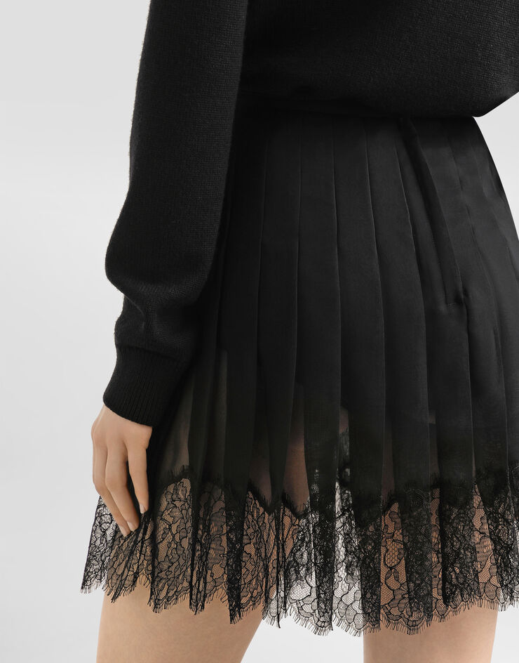 Dolce & Gabbana Pleated chiffon short skirt Black F4CNCTFUSNW