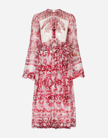Dolce&Gabbana Majolica-print chiffon midi dress Multicolor F5G67THI1BF