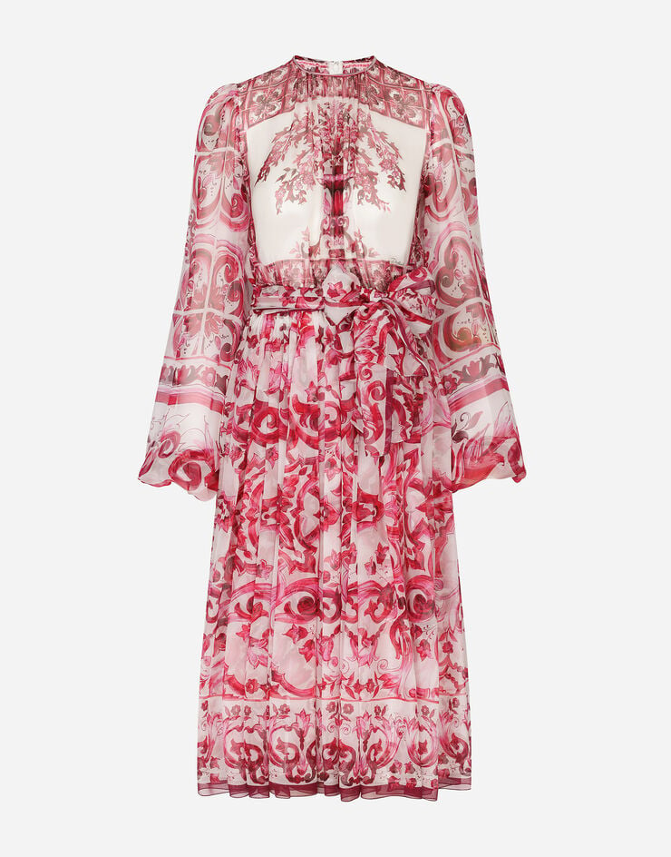 Dolce&Gabbana Majolica-print chiffon midi dress Multicolor F6AOJTHI1ME