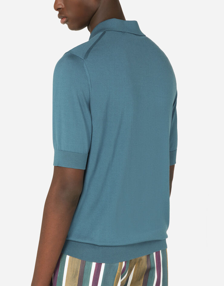 Dolce & Gabbana Silk polo shirt BLEU GXA87TJASML