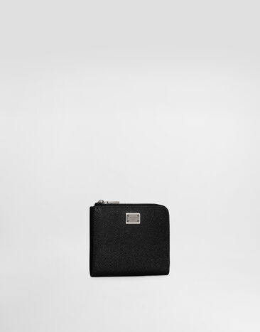 Dolce&Gabbana Calfskin card holder with branded plate Black BP3273AG219
