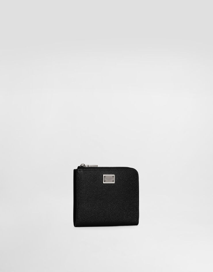 Dolce&Gabbana Kartenetui aus Kalbsleder mit Logoplakette Schwarz BP3273AG219