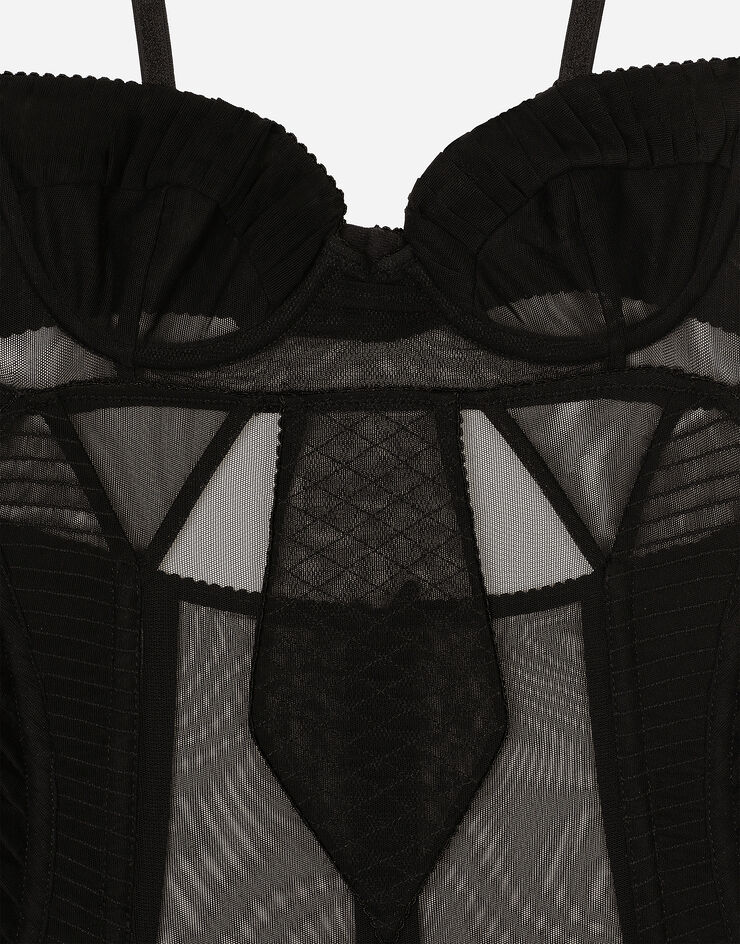 Dolce & Gabbana Mini-robe en tulle avec détails style corset Noir F6JAZTFLRDA