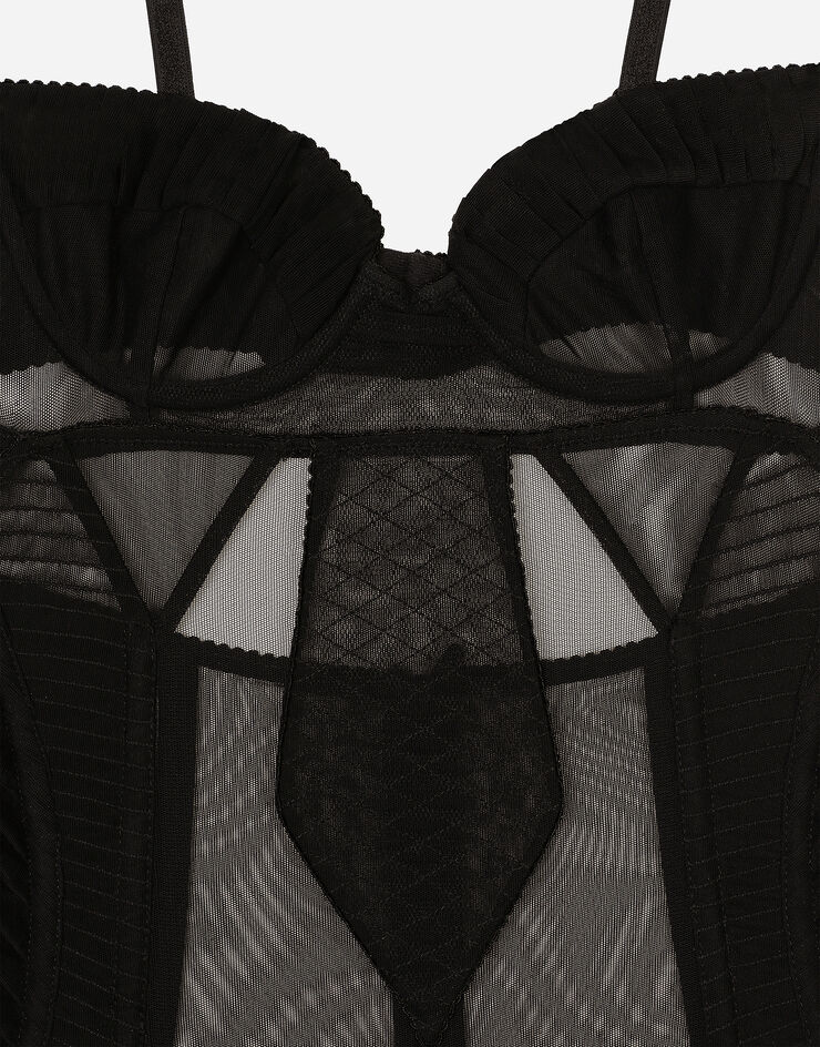 Dolce & Gabbana Tulle minidress with corset details Black F6JAZTFLRDA