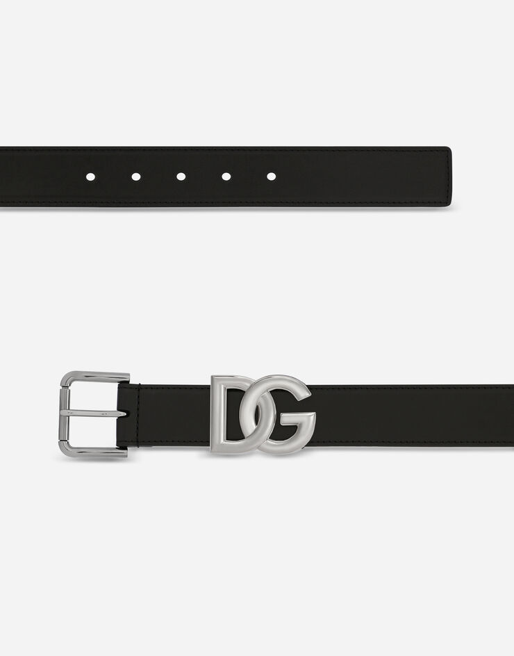 Dolce & Gabbana Calfskin belt with DG logo Black BC4776AW576