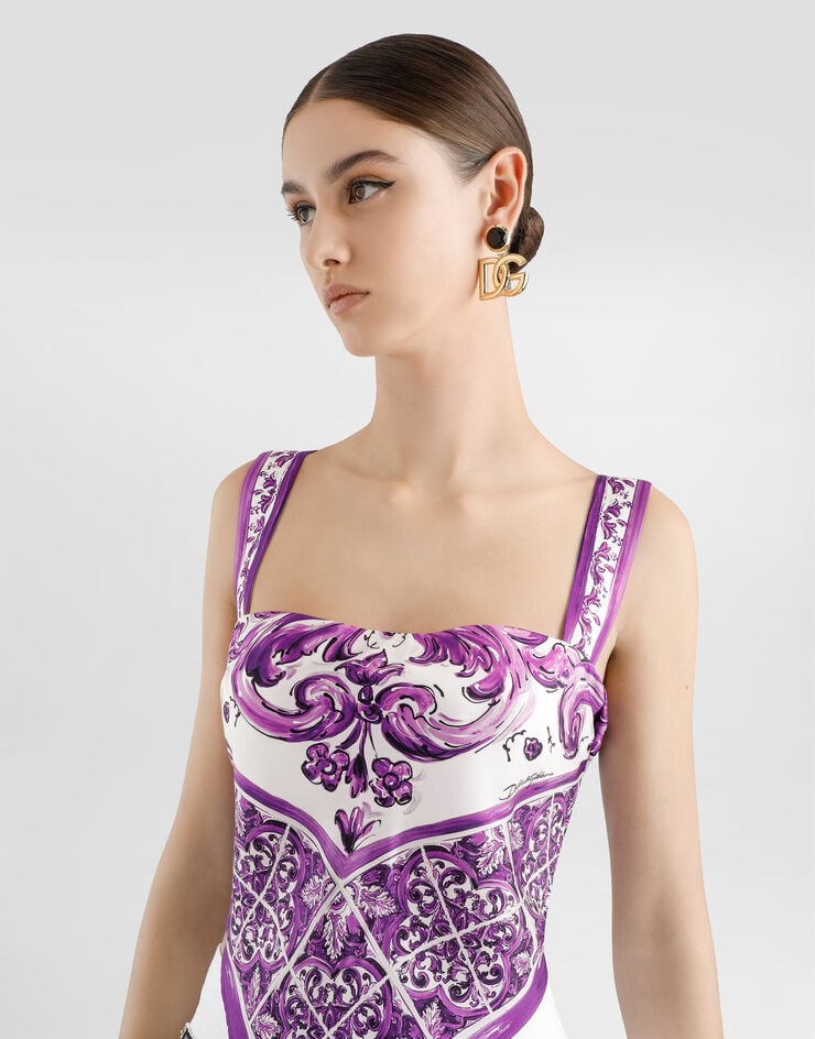 Dolce & Gabbana Haut en soie à imprimé majoliques Multicolor F7BB0THI1T1