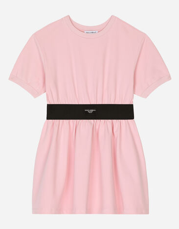 Dolce & Gabbana Jersey minidress with logo tag Pink L5JD8OG7M4U