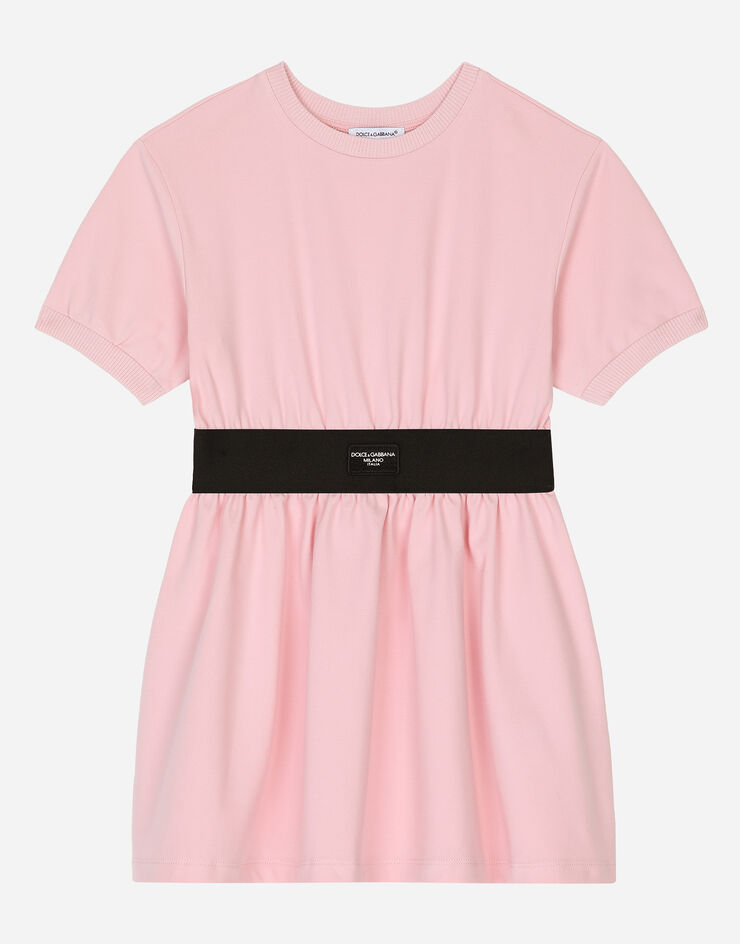 Dolce & Gabbana Miniabito in jersey con placca logata Rosa L5JD8OG7M4U