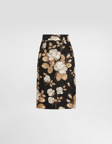 Dolce & Gabbana 复古玫瑰印花半裙 版画 F4C2CTFSTBR