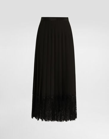 Dolce & Gabbana Jupe plissée en mousseline Noir F4C6ATFUSNW
