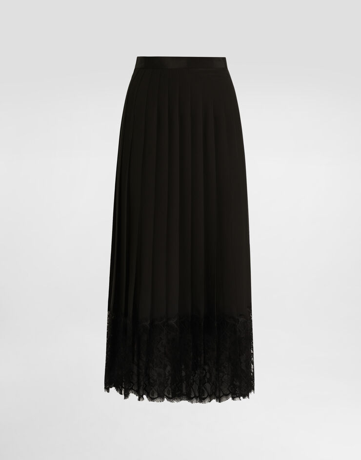 Dolce & Gabbana Pleated chiffon skirt Black F4C6ATFUSNW