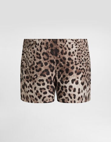 Dolce & Gabbana Short swim trunks with leopard print Animal Print M4E46TONO07