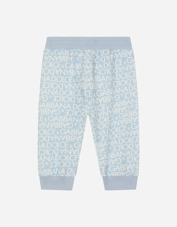 Dolce&Gabbana Jersey jogging pants with all-over logo print Azure L1JPIBG7KR1