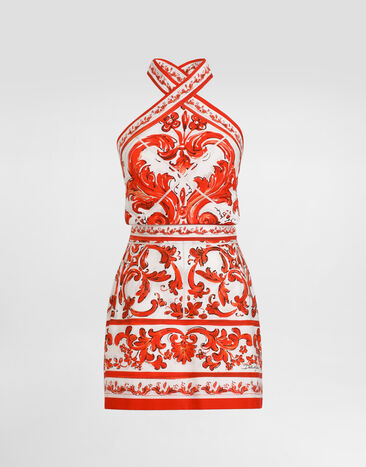 Dolce & Gabbana Majolica-print poplin dress Multicolor F614TTGDDRD