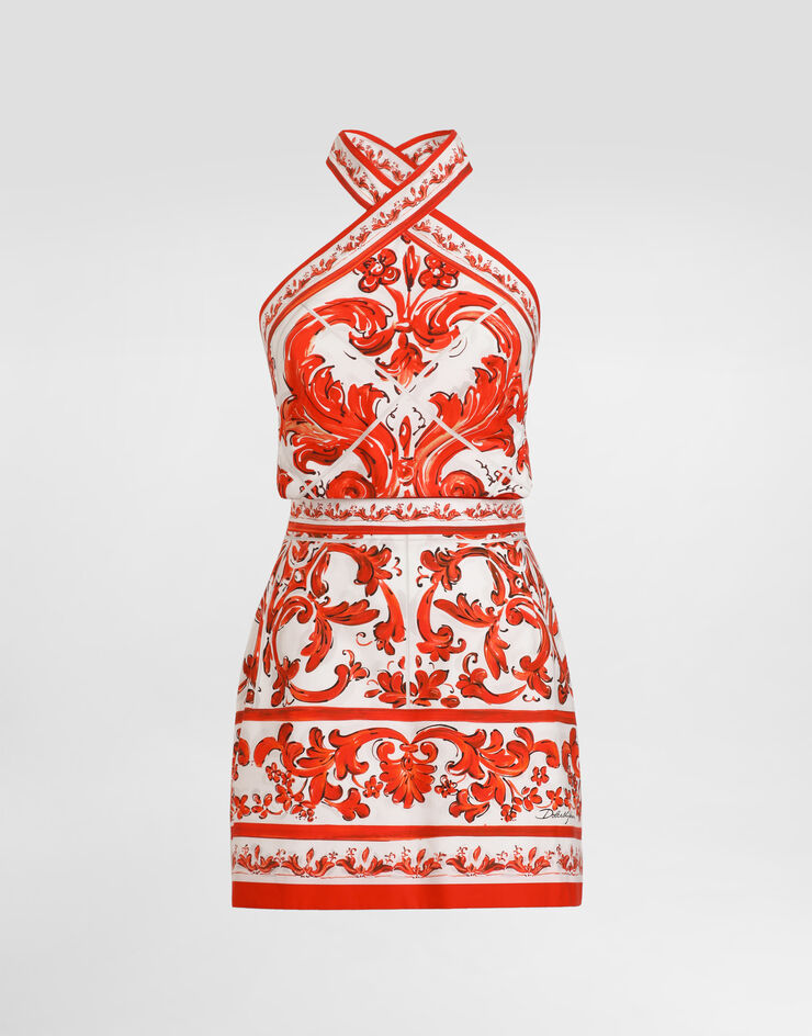 Dolce & Gabbana Majolica-print poplin dress Dolce & Gabbana Majolica-print poplin dress Multicolor F614TTGDDRD