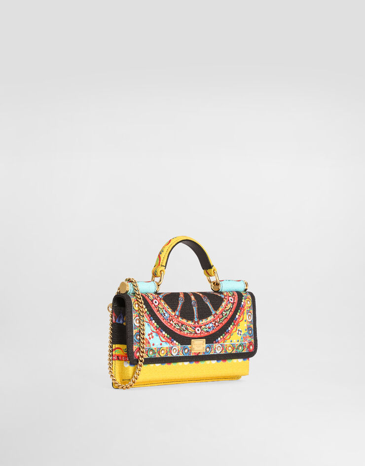Dolce & Gabbana Handytasche aus Canvas mit Carretto-Print Multicolor BI3280A0890