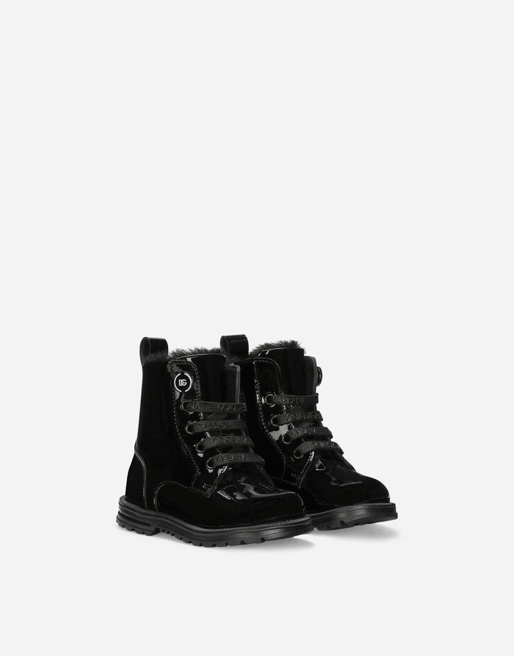 Dolce & Gabbana Bota estilo militar de charol Negro D20073A3B70