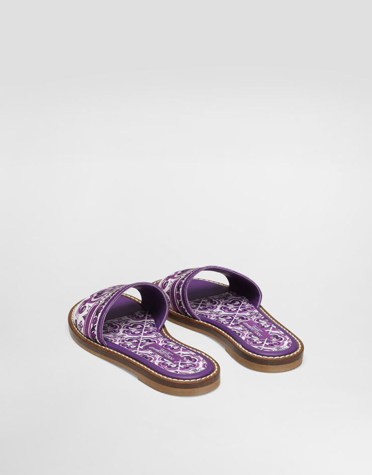 Dolce & Gabbana Majolica-print canvas flat slipper Multicolor D11330AF538