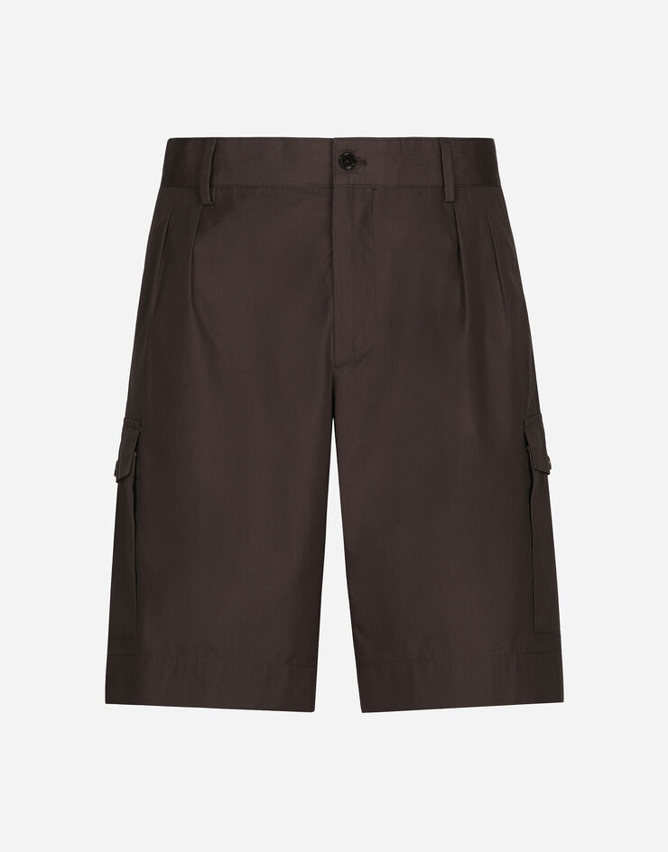 Dolce & Gabbana Poplin shorts with side pockets Brown GP092ZFU5SW