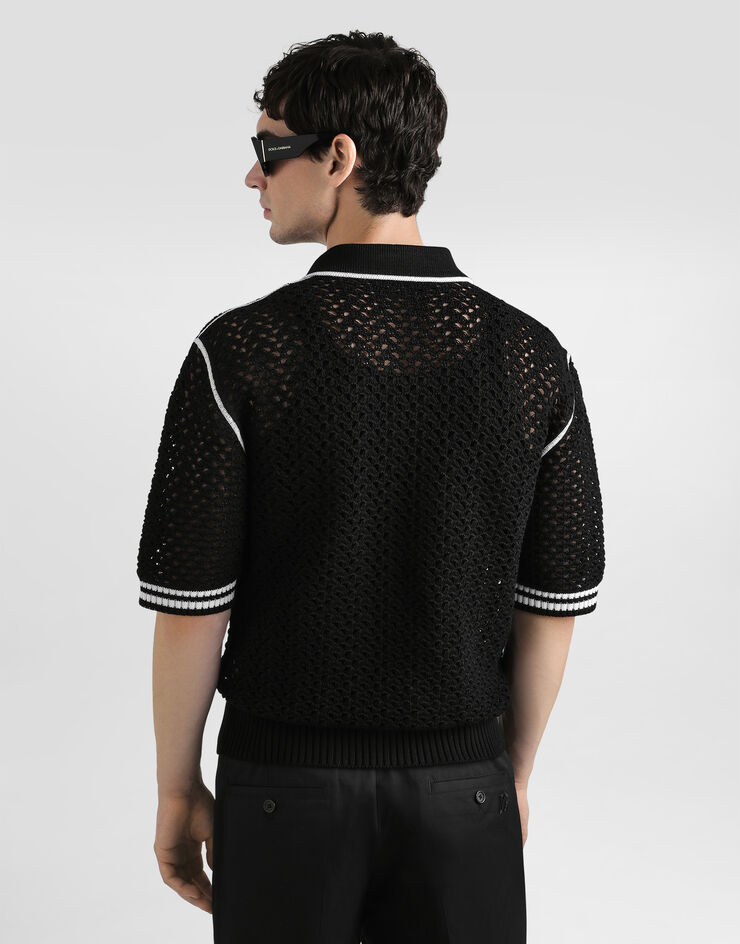 Dolce & Gabbana Poloshirt aus Baumwolle in Häkeloptik Mehrfarbig GXZ94ZJBCHE