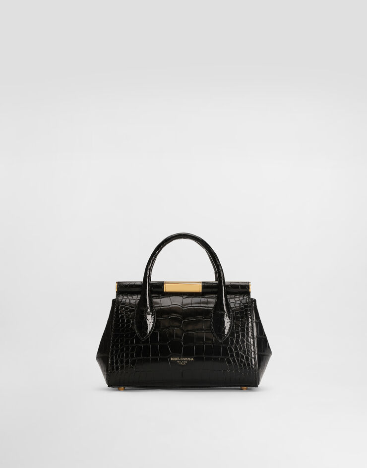 Dolce & Gabbana Marlene day mini handbag in polished alligator Black BB7744A2R08