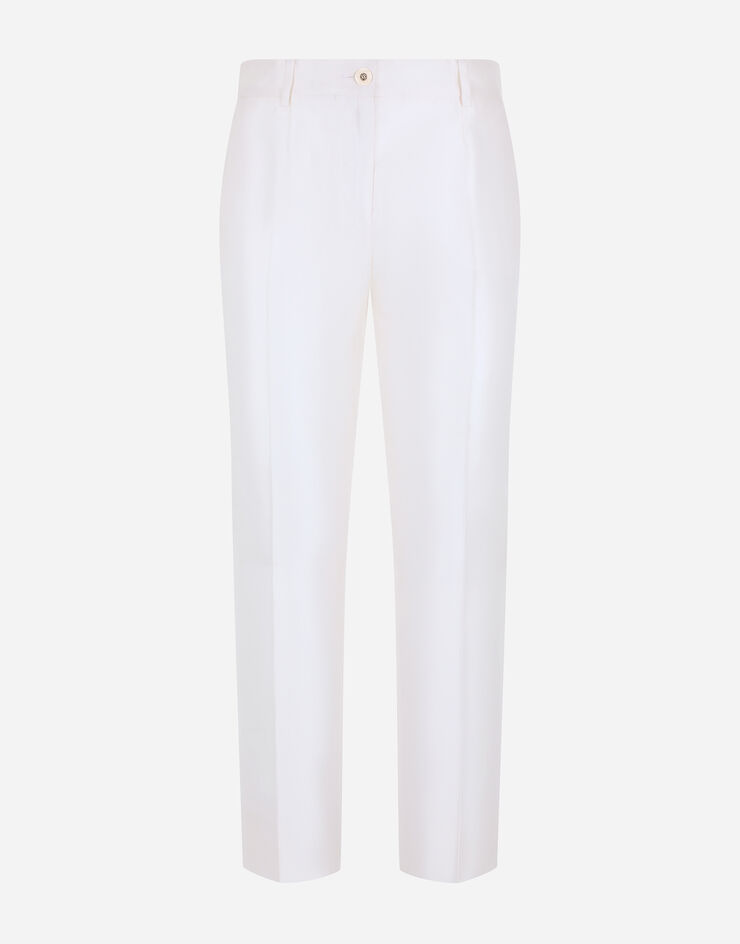 Dolce & Gabbana Pantalon couture en mikado de soie Blanc FTC1STFU1L6