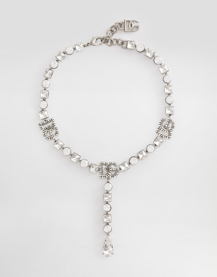 Dolce & Gabbana Collar con adornos de strass y logotipo DG Plateado WNR2L2W1111