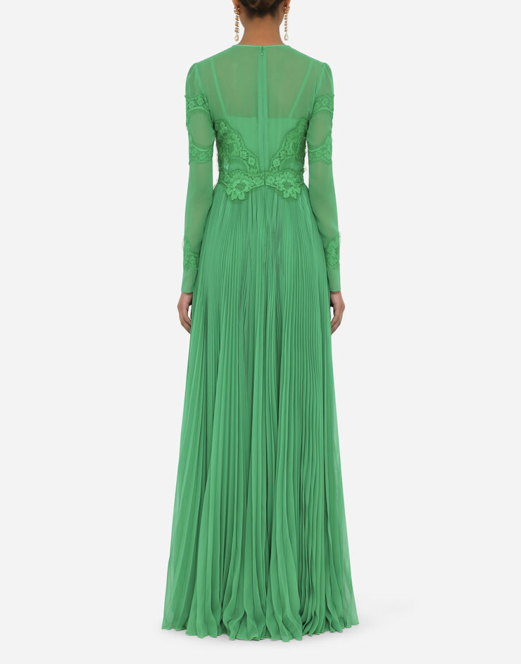 Dolce & Gabbana Vestido largo con detalles de encaje Verde F6ZL4TFUSMU